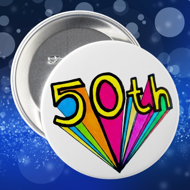 Badge Rond 7,6 Cm Bold Retro 50th Birthday Celebration Design (Créateur téléchargé)