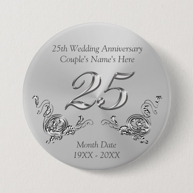 Badge Rond 7,6 Cm Bon marché 25èmes faveurs de fête d'anniversaire (Devant)