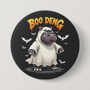 Badge Rond 7,6 Cm Boo Deng Ghost Baby Pygmy Hippo Moo Deng Halloween