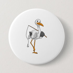 Badge Rond 7,6 Cm Bouche en Fisher avec canne à pêche