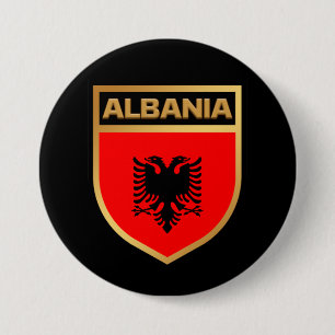 Badge Rond 7,6 Cm Bouclier du pavillon de l'Albanie