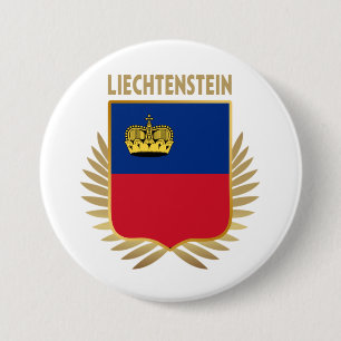 Badge Rond 7,6 Cm Bouclier indicateur du Liechtenstein