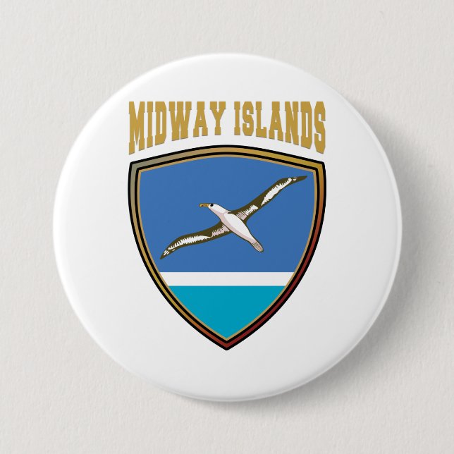 Badge Rond 7,6 Cm Bouclier indicateur Midway Islands (Devant)