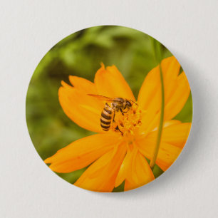 Badge Rond 7,6 Cm Bourdon sur un Cosmos sulfureux