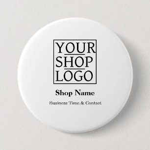 Badge Rond 7,6 Cm Boutique d'affaires moderne minimaliste blanc