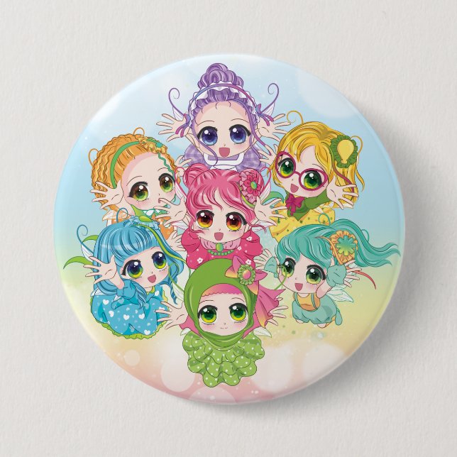 Badge Rond 7,6 Cm Bouton 1 de famille de fées (Devant)