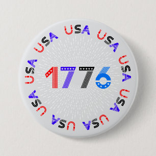 Badge Rond 7,6 Cm Bouton 4 juillet 1776 USA