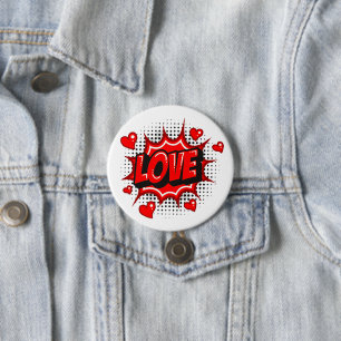 Badge Rond 7,6 Cm Bouton Amour