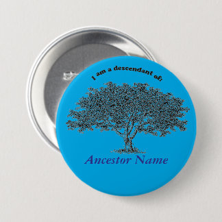 Badge Rond 7,6 Cm Bouton - Arbre généalogique en bleu
