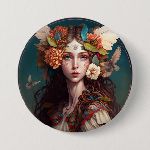Badge Rond 7,6 Cm Bouton Art Imaginaire Fairy Girl