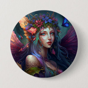 Badge Rond 7,6 Cm Bouton Art Imaginaire Fairy Girl