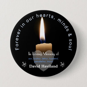 Badge Rond 7,6 Cm Bouton avec bougie Lit comme Mémorial HAMbyWG