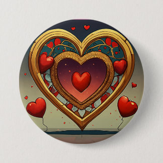 Badge Rond 7,6 Cm Bouton avec imprimé design d'image de coeur doré