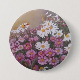 Badge Rond 7,6 Cm Bouton avec marguerites