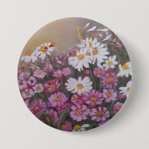 Badge Rond 7,6 Cm Bouton avec marguerites