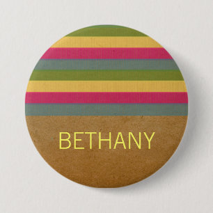 Badge Rond 7,6 Cm Bouton Bandes texturées chic