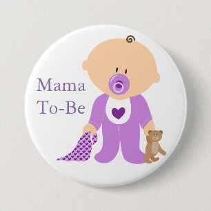 Badge Rond 7,6 Cm Bouton bébé mauve pour maman