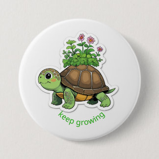 Badge Rond 7,6 Cm Bouton Bébé tortue mignonne portant un petit jardi