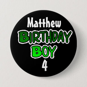 Badge Rond 7,6 Cm Bouton bleu et noir personnalisé Birthday Boy