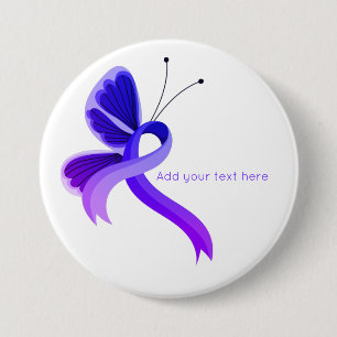 Badge Rond 7,6 Cm Bouton Bleu et violet de ruban de sensibilisation