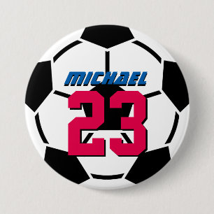 Badge Rond 7,6 Cm Bouton Bouton Ball de l'équipe de football noir b