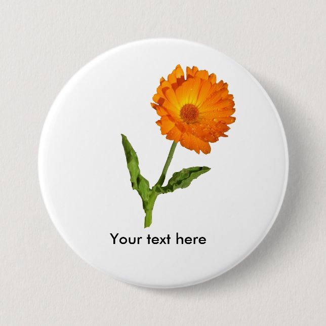 Badge Rond 7,6 Cm Bouton - Calendula avec texte (Devant)