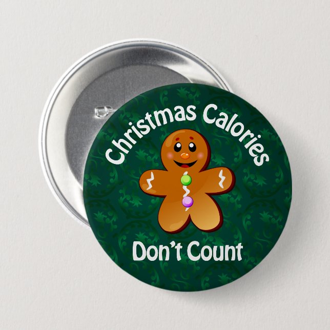Badge Rond 7,6 Cm Bouton Calories de Noël (Devant & derrière)