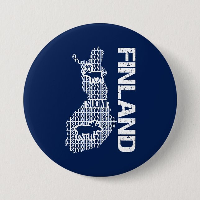 Badge Rond 7,6 Cm Bouton Carte FINLANDE personnalisable (Devant)