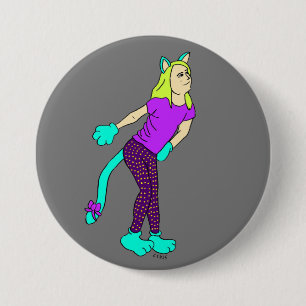 Badge Rond 7,6 Cm bouton catgirl
