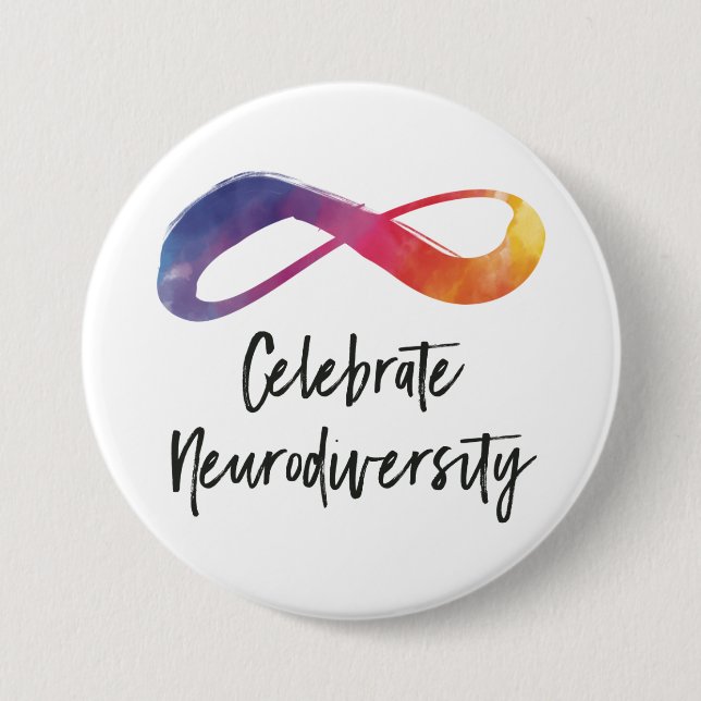 Badge Rond 7,6 Cm bouton célébrer la neurodiversité (Devant)