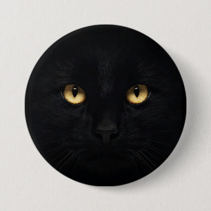 Badge Rond 7,6 Cm Bouton Chat Noir