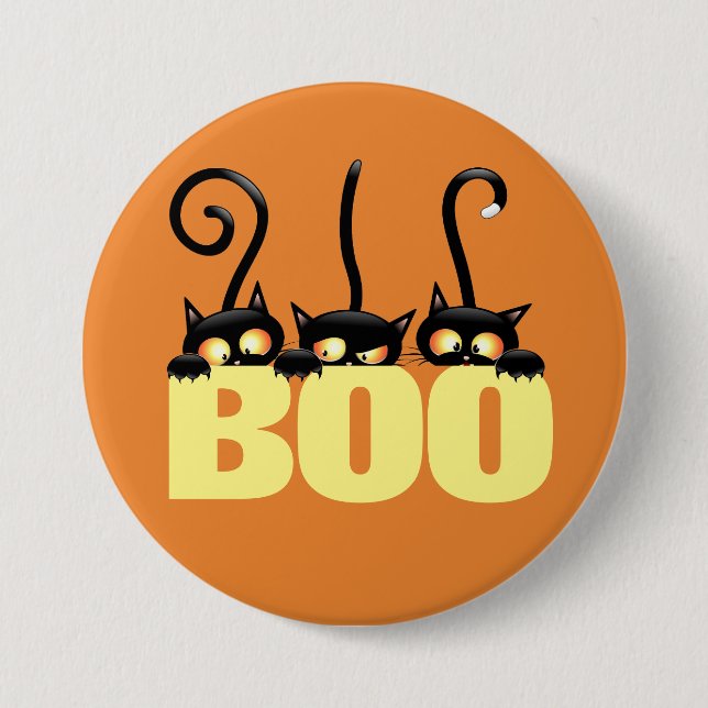 Badge Rond 7,6 Cm Bouton Chats noirs éffrayants (Devant)