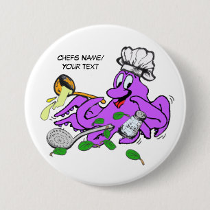 Badge Rond 7,6 Cm Bouton Chefs Cuisson Octopus