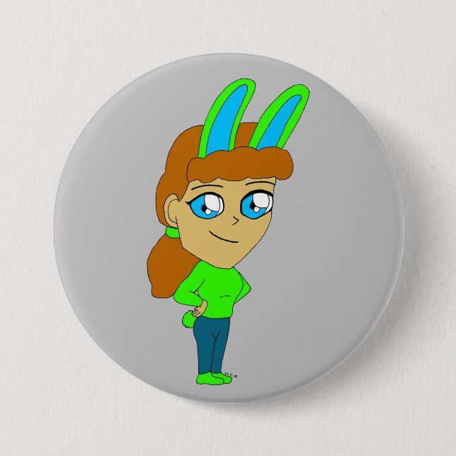 Badge Rond 7,6 Cm bouton chibi bunnygirl (Devant)