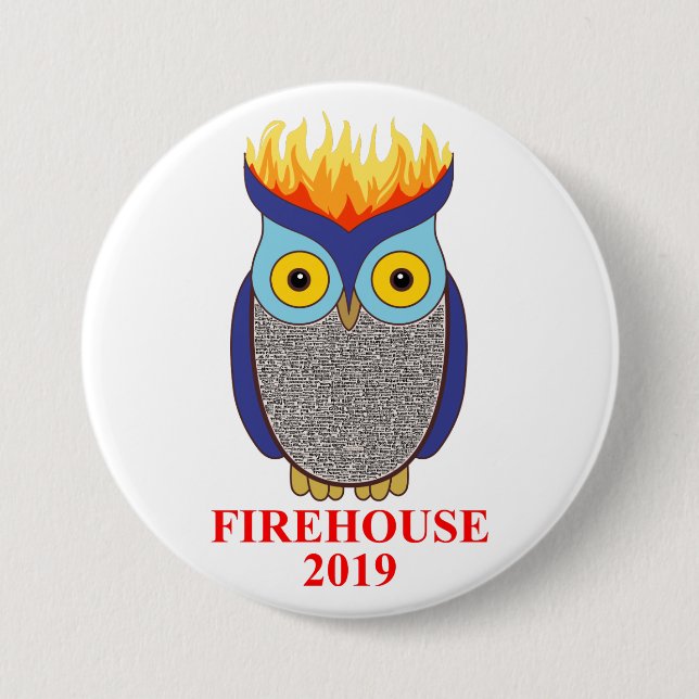 Badge Rond 7,6 Cm Bouton Chouette bleue FH (Devant)