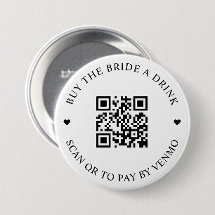 Badge Rond 7,6 Cm Bouton code QR pour offrir un verre à la mariée