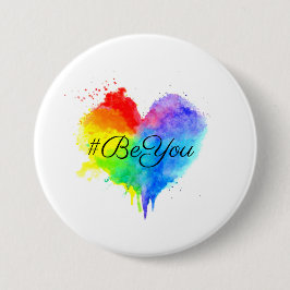 Badge Rond 7,6 Cm Bouton Coeur de #BeYou
