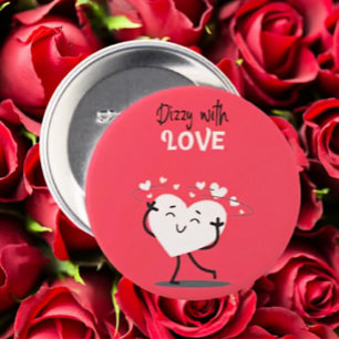 Badge Rond 7,6 Cm Bouton Coeur Dizzy Avec Amour