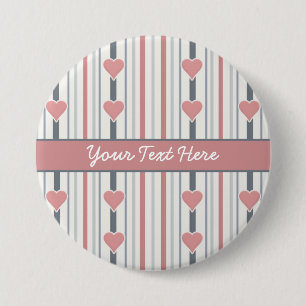 Badge Rond 7,6 Cm Bouton Coeurs et rayures, personnaliser