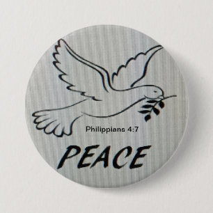 Badge Rond 7,6 Cm Bouton Colombe de la Paix avec écriture