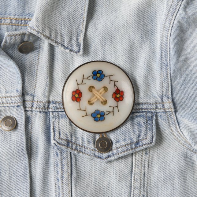 Badge Rond 7,6 Cm Bouton Coudre mou (En situation)