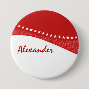 Badge Rond 7,6 Cm Bouton Courbes étoile rouge éblouissant