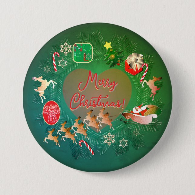 Badge Rond 7,6 Cm Bouton couronne de Noël (Devant)