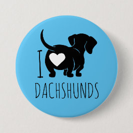 Badge Rond 7,6 Cm Bouton Dachshund Love