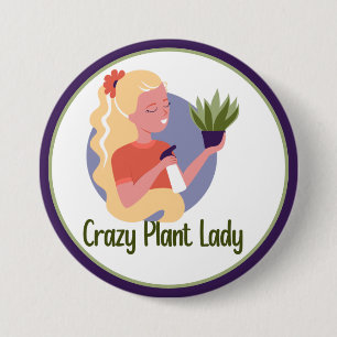 Badge Rond 7,6 Cm Bouton dame Plante folle