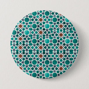 Badge Rond 7,6 Cm Bouton d'art marocain