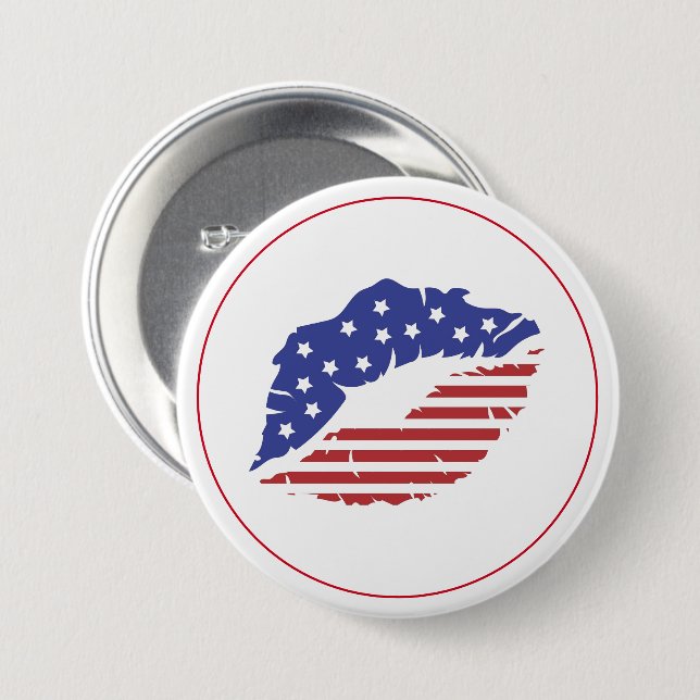 Badge Rond 7,6 Cm Bouton de baiser patriotique (Devant & derrière)