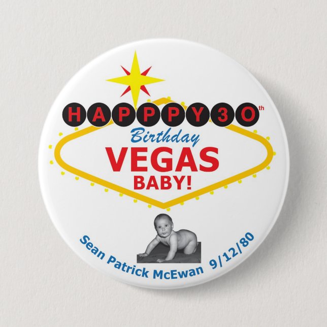 Badge Rond 7,6 Cm Bouton de bébé de Vegas (Devant)