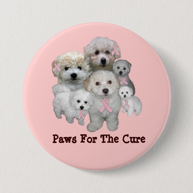 Badge Rond 7,6 Cm Bouton de cancer du sein de Bichon (Devant)