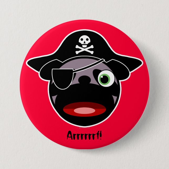 Badge Rond 7,6 Cm Bouton de carlin de pirate (Devant)